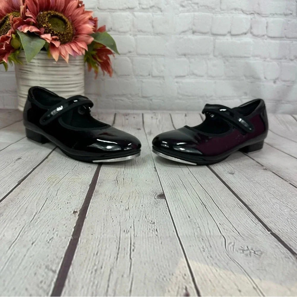 stelle black dance tap shoes girls youth size 3 hook and loop closure - Picture 1 of 7